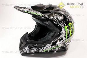 Шлем кроссовый HF-116 L- черный с рисунком