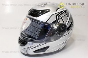 Шлем закрытый B38 L- СЕРЕБРИСТЫЙ с черным рисунком