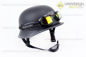 Шлем-каска BLD-130 "немец" S-ЧЕРНЫЙ матовый + ОЧКИ