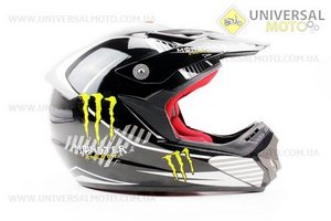 Шлем кроссовый HF-117 S-черный "MONSTER"