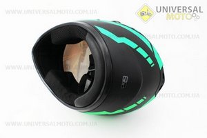 Шлем закрытый HF-111 L- Черный матовый с зеленым рисунком Q154. FXW (Шлем / UM3302-V55)