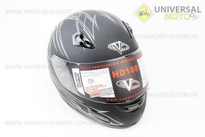 Шлем закрытый + откидные очки HD188 Pinstripe XXL - ЧЕРНЫЙ/серый матовый