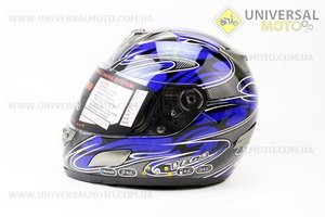 Шлем закрытый + откидные очки HD188 Rock On + Bluetooth M - ЧЕРНЫЙ/синий