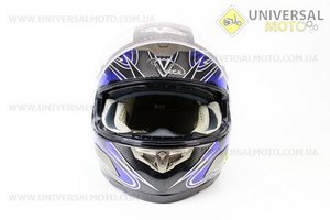 Шлем закрытый + откидные очки HD188 Rock On + Bluetooth M - ЧЕРНЫЙ/синий