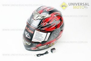 Шлем закрытый + откидные очки HD188 Rock On + Bluetooth M - ЧЕРНЫЙ/красный