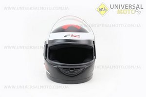Шлем закрытый 825-1 XS- ЧЕРНЫЙ матовый с рисунком бело-красным