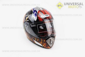 Шлем закрытый HF-180 длинной  Черный c рисунком Q35. FXW (Шлем / UM3306-V12)