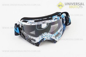 Окуляри кросові/ендуро/АТV, чорно-біло-сині (прозоре скло), без упаковки MJ-16. MOTOVAN (Різне / UM3306-V55)