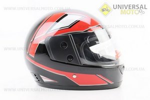 Шолом інтеграл, закритий 825-3 S, ЧОРНИЙ з червоно-сірою смугою. F-2 (Шоломи / UM3306-V73)