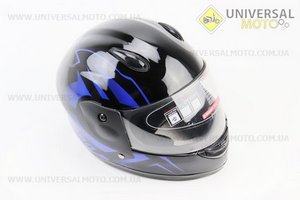 Шолом дитячий закритий 801 XXS - чорний з малюнком синьо-чорним. F-2 (Шоломи / UM3307-V75)