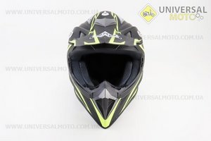 шолом кроссовый/эндуро/АТV HF-116 L- ЧЕРНЫЙ матовый с зеленым рисунком Q178Y. FXW (Шоломи / UM3308-V06)