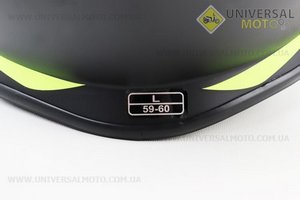 шолом кроссовый/эндуро/АТV HF-116 L- ЧЕРНЫЙ матовый с зеленым рисунком Q178Y. FXW (Шоломи / UM3308-V06)