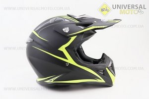 Шолом кросовий/ендуро/АТV HF-116 XL 61-62см (наш замір 57-58см М), ЧОРНИЙ матовий з зеленим малюнком Q178Y. FXW (Шоломи / UM3308-V07)