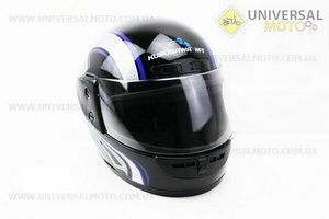 Шолом інтеграл, закритий HF-101 S, ЧОРНИЙ з синьо-сірим малюнком Q233-BL. KUROSAWA (Шоломи / UM3308-V73)