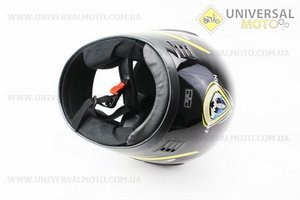 Шолом інтеграл, закритий HF-101 S, ЧОРНИЙ з жовто-сірим малюнком Q233-Y. KUROSAWA (Шоломи / UM3308-V76)