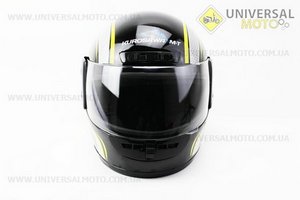 Шолом інтеграл, закритий HF-101 S, ЧОРНИЙ з жовто-сірим малюнком Q233-Y. KUROSAWA (Шоломи / UM3308-V76)