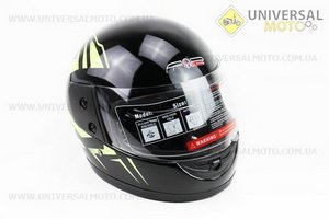 Шолом інтеграл, закритий 825-1 XS, ЧОРНИЙ з зеленим малюнком (можливі подряпини, дефекти фарбування). F-2 (Шоломи / UM3308-V97)