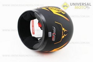 Шолом інтеграл, закритий 825-1 XS, ЧОРНИЙ матовий з помаранчевим малюнком (можливі подряпини, дефекти фарбування). F-2 (Шоломи / UM3308-V98)