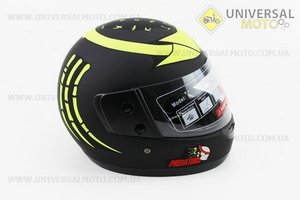 Шолом інтеграл, закритий 825-4 S, ЧОРНИЙ матовий з NEON YELLOW малюнком "хижак" (можливі дефекти фарбування). F-2 (Шоломи / UM3309-V03)