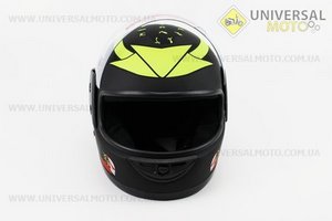 Шолом інтеграл, закритий 825-4 S, ЧОРНИЙ матовий з NEON YELLOW малюнком "хижак" (можливі дефекти фарбування). F-2 (Шоломи / UM3309-V03)
