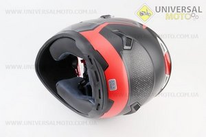 Шолом інтеграл, закритий+окуляри BLD-М61 S (55-56см), ЧОРНИЙ матовий з червоно-сірим малюнком. BLD (Шоломи / UM3309-V36)