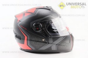 Шолом інтеграл, закритий+окуляри BLD-М61 S (55-56см), ЧОРНИЙ матовий з червоно-сірим малюнком. BLD (Шоломи / UM3309-V36)