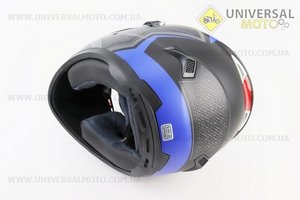 Шолом інтеграл, закритий+окуляри BLD-М61 S (55-56см), ЧОРНИЙ матовий з синьо-сірим малюнком. BLD (Шоломи / UM3309-V37)