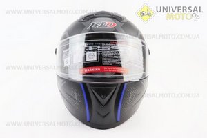 Шолом інтеграл, закритий+окуляри BLD-М61 S (55-56см), ЧОРНИЙ матовий з синьо-сірим малюнком. BLD (Шоломи / UM3309-V37)