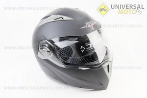 Шолом модуляр, закритий з відкидним підборіддям+відкидні окуляри BLD-158 S (55-56см), ЧОРНИЙ матовий. BLD (Шоломи / UM3309-V38)