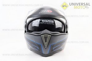 Шолом модуляр, закритий з відкидним підборіддям+відкидні окуляри BLD-158 S (55-56см), ЧОРНИЙ матовий з синьо-сірим малюнком. BLD (Шоломи / UM3309-V40)