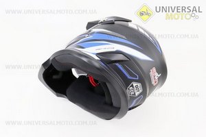 Шолом кросовий/ендуро/АТV зі склом (сертифікації DOT/ECE) SCO-819-7 S (55-56см), ЧОРНИЙ матовий з синьо-біло-сірим малюнком. Scorpion (Шоломи / UM3309-V47)
