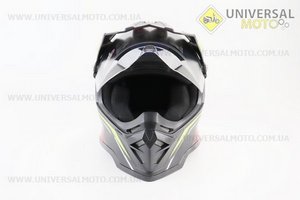 Шолом кросовий/ендуро/АТV зі склом (сертифікації DOT/ECE) SCO-819-7 S (55-56см), ЧОРНИЙ матовий з синьо-червоно-зеленим малюнком. Scorpion (Шоломи / UM3309-V48)