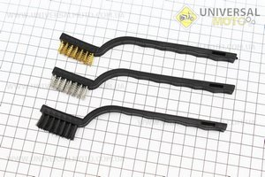 Щітки металеві малі з пластиковою ручкою, комплект 3 штуки. Китай (Мотоінструмент / UM3321-V21)