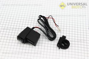 Зарядка USB універсальна на 2 виходи, з кнопкою вкл / викл + ВОЛЬТ метр (кріплення на кермо). Китай (Зарядне / UM3374-V77)