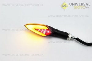 Поворот діодний на гнучкій ніжці + стоп сигнал / габарит "човник", чорний, 2 штуки. CYT (Освітлення повороти / UM3376-V29)