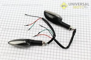 Поворот діодний на гнучкій ніжці + стоп сигнал / габарит "човник", чорний, 2 штуки. CYT (Освітлення повороти / UM3376-V29)