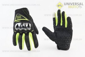 Рукавички мотоциклетні L-чорно / салатові (сенсорний палець). AXIO (Мотоекіпировка / UM3377-V61)