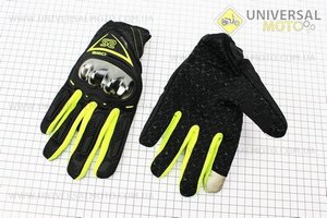 Рукавички мотоциклетні XL-чорно / салатові (сенсорний палець). AXIO (Мотоекіпировка / UM3377-V62)