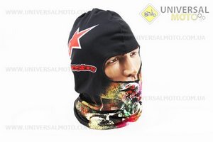 Підшоломник літній (балаклава) "Alpinestars" ЧОРНИЙ з малюнком мотокрос, тип 2. Китай (Мотоекіпировка / UM3379-V05)