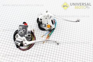 Блок кнопок на кермі лівий, правий комплект з важелями (під дзеркалу М10) DELTA. Китай (Запчастини для мопеда Дельта / UM3380-V90)