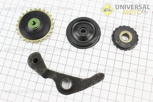Ролики ланцюга ГРМ + коромисло комплект 4 шт. TMMP (Запчастини для мопеда Дельта / UM3387-V28)