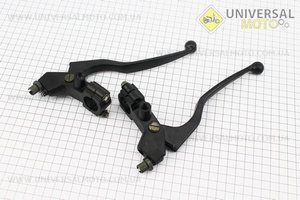 Рычаг тормоза, сцепления с креплением комплект 2 штуки (чёрные) Тип №1. Китай (Мотоцикл МТ, УРАЛ, К-750 / UM3412-V31)