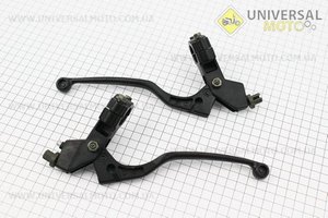 Рычаг тормоза, сцепления с креплением комплект 2 штуки (чёрные) Тип №1. Китай (Мотоцикл МТ, УРАЛ, К-750 / UM3412-V31)