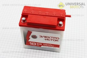 Аккумулятор 6V/18Аh, 3МТС-18 (кислотный, сухой, круглая клема) 140/75/140мм, МТ,ИЖ, "Электро-исток", 2018. Украина (Аксессуары / UM3412-V80)