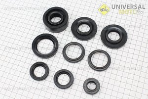 Сальники комплект 9шт (36x52x8, 34x43,4x5/8-2шт, 25x52x19,5, 25x52x7/10-2шт, 23x36,5x6-2шт, 17x30x7/10) Планета. TMMP (Запчастини  на мотоцикл ІЖ / UM3422-V11)