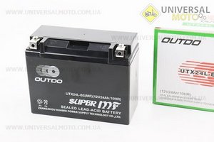 Акумулятор 12V24Аh UTX24L-BS(MF) кислотний (L205*W87*H162мм). OUTDO (Акумулятор / UM3482-V42)