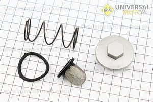 Гайка зливу мастила ВИСОКА, манжет, пружина, фільтр масляний, комплект 4шт. Китай (Запчастини до 4Т скутера / UM3490-V54)