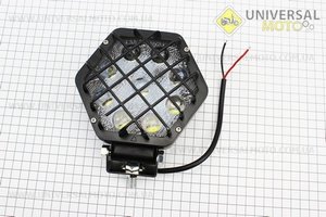 УЦІНКА Фара додаткова світлодіодна вологозахисна - 9 LED з кріпленням, шестигранна 124 * 138мм + решітка (див. Фото). Китай (Запчастини на мотоцикл / UM3511-V39)