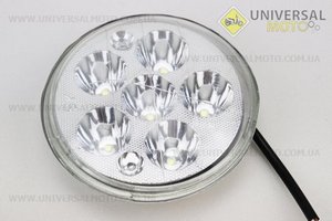 УЦІНКА Фари круглої передня частина DELTA / ALPHA 5 + 1-LED, d-140мм, TUNING (тріщина, дивись фото). Китай (Запчастини на мотоцикл / UM3512-V61)