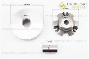 Варіатор передній комплект Honda LEAD100 + втулка. LIPAI (Запчастини до японського скутера / UM3521-V17)